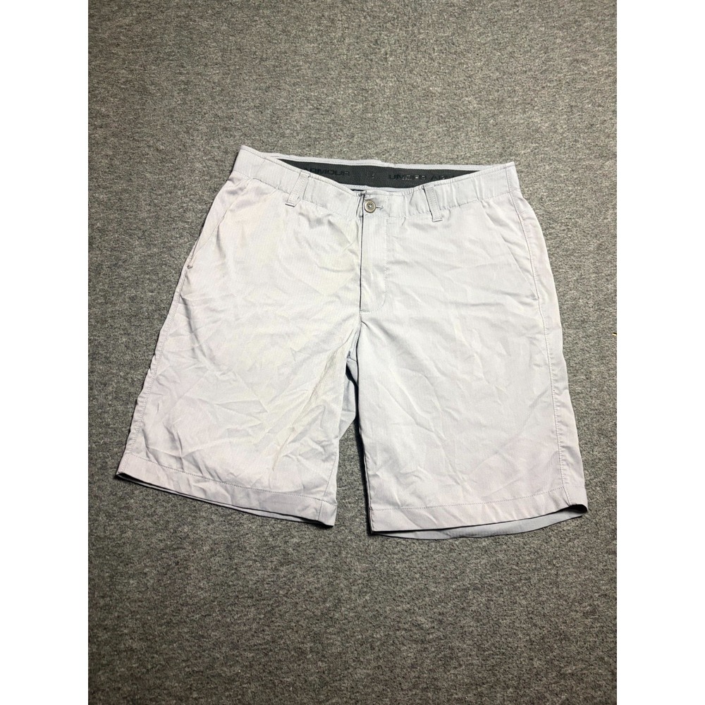 Under Armour Showdown Golf Shorts Mens 34 Gray Stretch Mid Rise Moisture Wicking